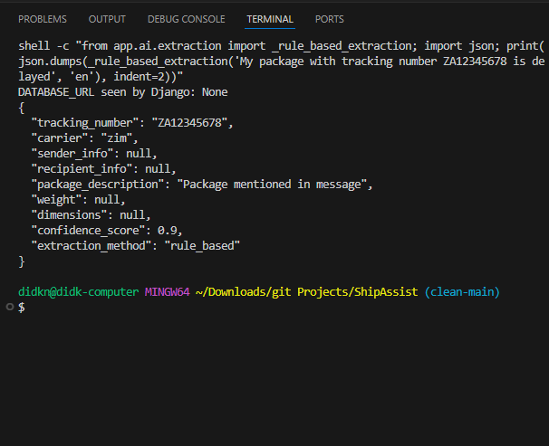 Capture de l’extraction IA ShipAssist