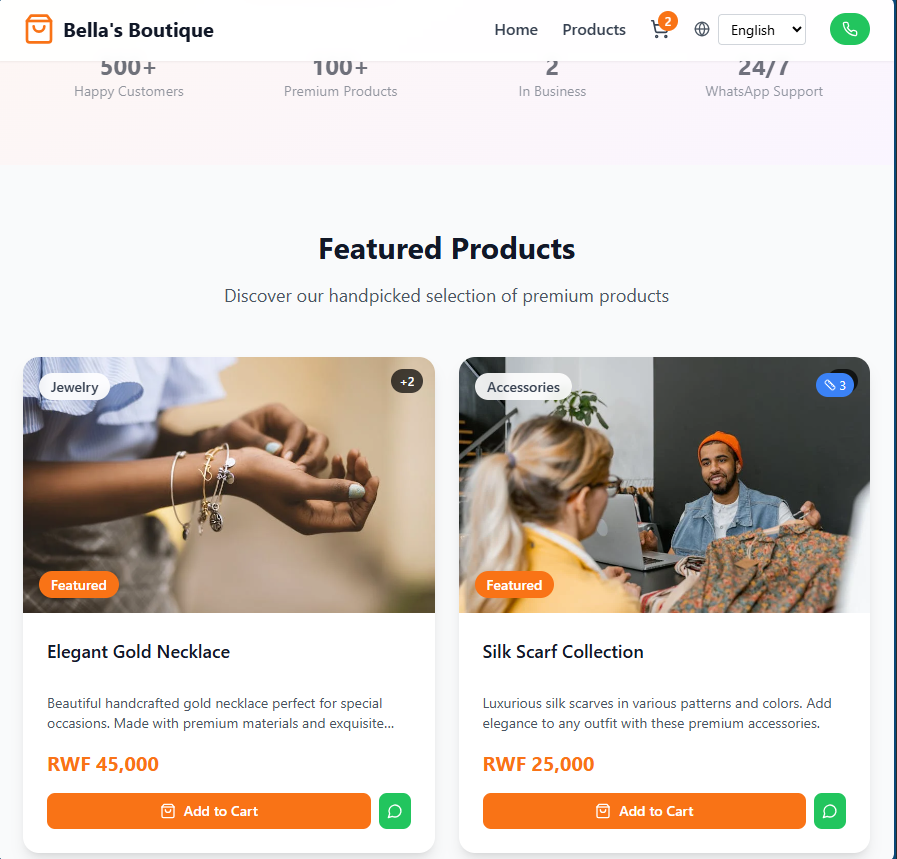 WhatsApp Boutique storefront
