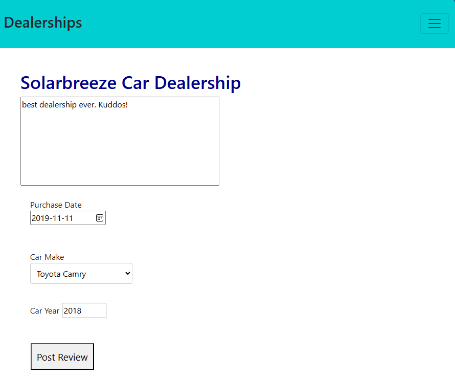 Review submission form