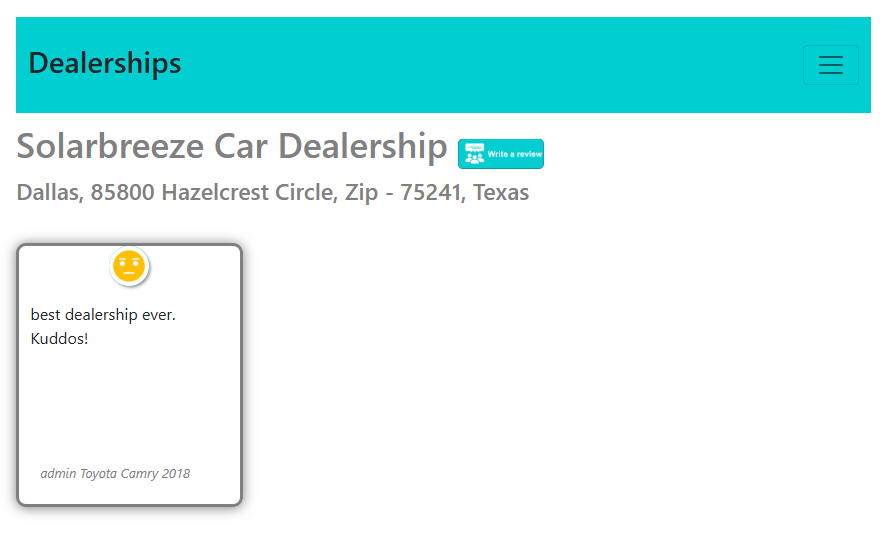 Sentiment result example
